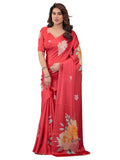 WomenS Floral Printed Georgette Satin Saree With Unstitched Blouse Piece | Traditional Ethnic Wear Sarees | Soft Lightweight Et