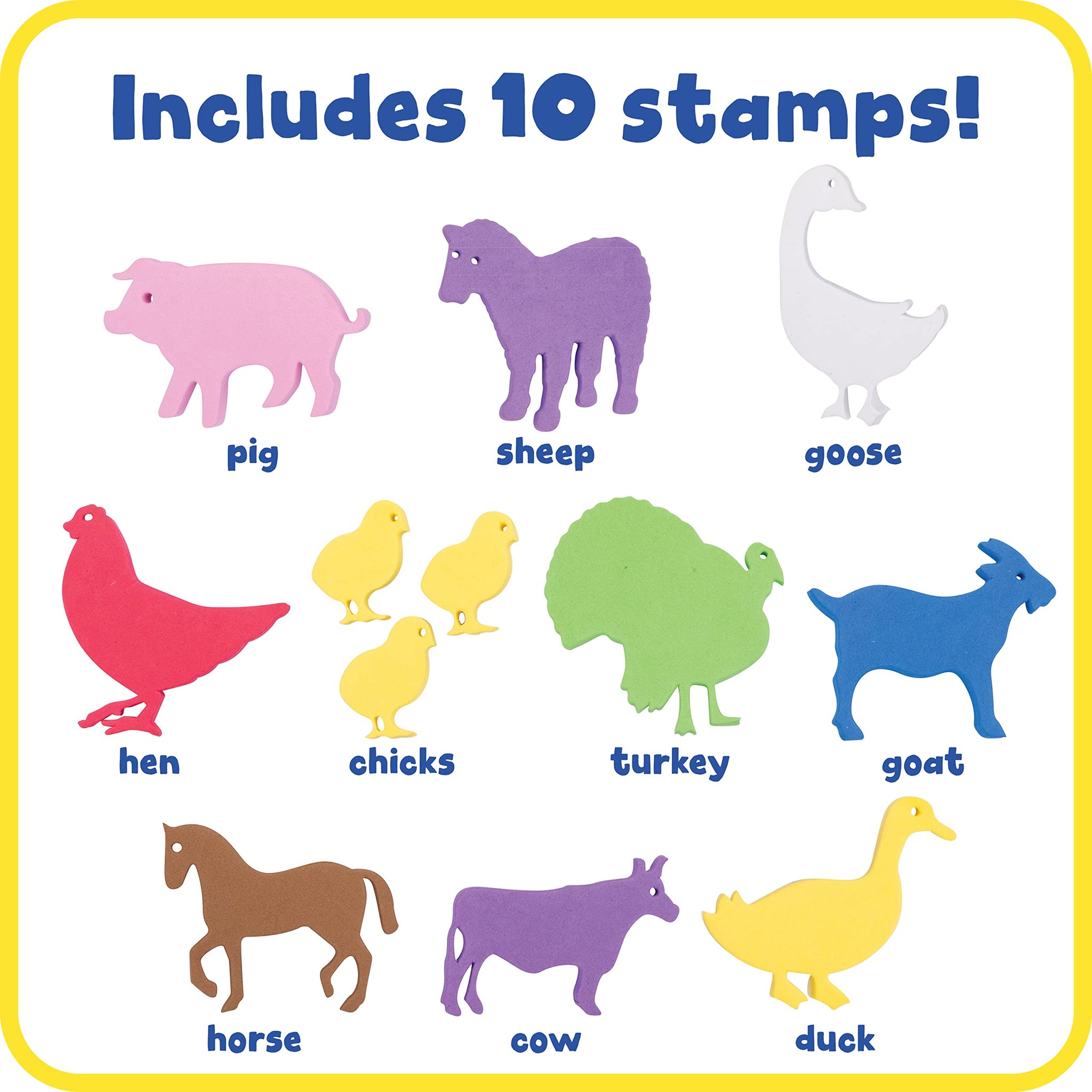 Ready 2 Learn Giant Stampers - Farm Animals - Set Of 10 - Easy To Hold Foam Stamps For Kids - Arts And Crafts Stamps For Display