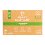 Happy Elephant Laundry Detergent Sheets - Ultra Concentrated, Eco Sheets, Soap, High Efficiency, Power Clean, No Plastic Jug, Fr