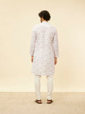 Manyavar Men'S Soft White Floral Printed Kurta (M)