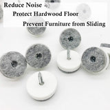 Screw-in Felt Pads - 60pcs 1-1/16 Inch White Furniture Chair Table Glides Pad Floor Protectors for Wooden Legs Feets