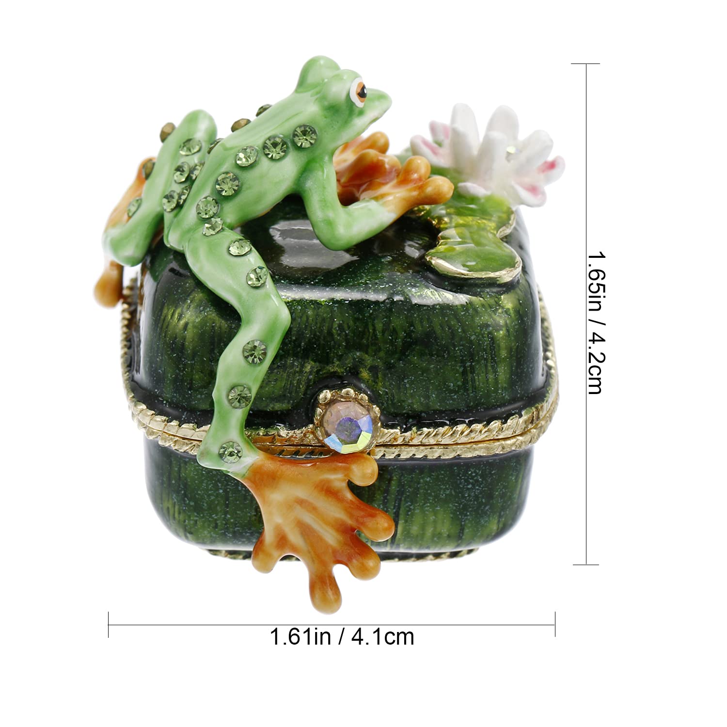 Hand Painted Animal Trinket Box for Home Decor, Hinged Enamel Jewelry Organizer Storage for Ring Earrings, Unique Figurine Keeps