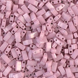 Miyuki Half Tila 2 Hole Rectangle Beads 5x2.3mm Opaque Antiqued Rose Luster 7.8 Grams