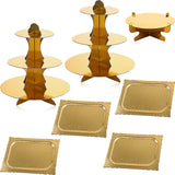 Zopeal 7 Pcs Dessert Table Display Set 3-Tier Cupcake Stand 1-Tier Cup Cake Display Tower Platters and Serving Trays Cardboard C