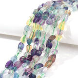 jodaying 6-8mm Natural Mutilcolor Fluorite Nuggets Oval Free Tumbled Pebble Semi Precious Gemstone Loose Stone Beads Approx 15.5