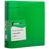 JAM PAPER Plastic 3 inch Binder - Green 3 Ring Binder - Sold Individually
