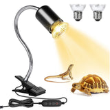 Buddypuppy Reptile Heat Lamp, UVA UVB Reptile Light with 360 Rotatable Hose and Timed, Heating Lamp with 2 Bulbs Suitable for Be