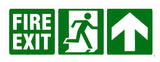 Fusion Fire Exit 30cm x 10cm Sign Self Adhesive Vinyl Stickers Green 023