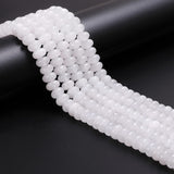 Land Long 76 Pcs 5x8mm Natural Real White Jade Stone Bead Smooth Rondelle Gemstone Beads for Jewelry Making Necklace Crafts Brac