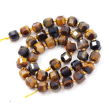 Malahill Wholesale Natural Faceted Stone Beads for Jewelry Making Sold per Bag 5 Strands Inside Cube Dark Tiger's Eye 6mm