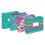 Barker Creek Designer File Folders, Bohemian, MultiDesign, Playful Patterns on Outside, Solid Colors on Inside, Letter Size, 1/