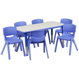 Flash Furniture Emmy Adjustable Classroom Activity Table with 6 Stackable Chairs, Plastic Activity Table for Kids, 23.625 W x 47
