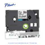 Brother Genuine TZe151~1 Black Print on Clear Label Tape. Each: 0.94 in x 26.2 ft (24 mm x 8 m)