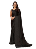 Satrani Womens Satin Silk Saree with Unstitched Blouse Piece (3111S412N_Black)