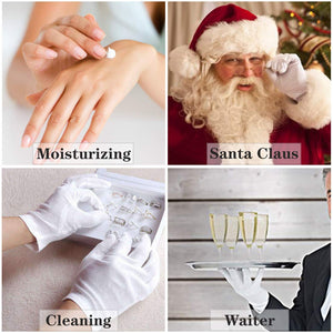 100% Cotton Gloves, 6 Pairs White Cotton Gloves For Women Dry Hands Eczema Serving - Archival Coin Jewelry Inspection Gloves (6