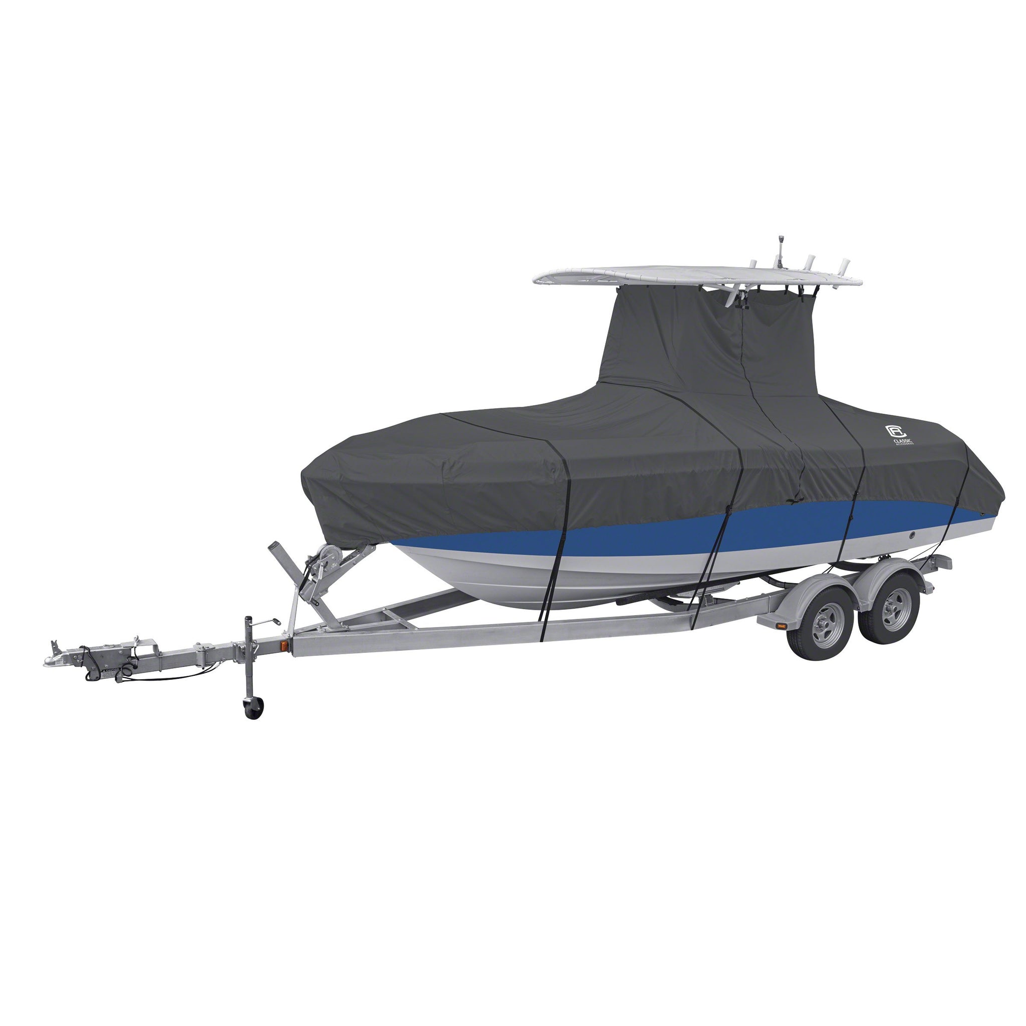 Classic Accessories Stormpro Dark Grey Heavy-Duty T-Top Boat Cover, Fits Boats 17 Foot - 19 Foot L X 102 Inch W, Marine Grade Fa
