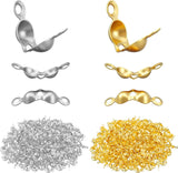 Metal Open Bead Tips Knot Covers Crimp Covers 100Pcs (50Pcs Gold +50Pcs Silver) Gold And Silver Finish