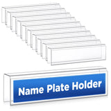 Wonderjune 10 Pack Plastic Cubicle Name Plate Holder 8.5 Wide x 2 High Glass Wall Name Plate Holder Clear Acrylic Sign Display S