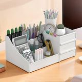 Heart Home 8 Compartments Stationary Oragnizers for Desk & Pen Holder for Study Table | Pencil Box with Drawers for Students | W