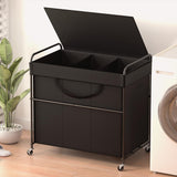 YKDIRECT 180L Large Laundry Hamper 2 Compartment with Laundry Washing Bag, Laundry Basket with Lid, Metal Frame and Removable Ba