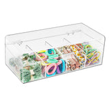 JessLab Hair Accessories Organizer for Girls, Acrylic Hair Bow Tie Clip Scrunchie Holder with Dividers, Clear Stackable Storage 