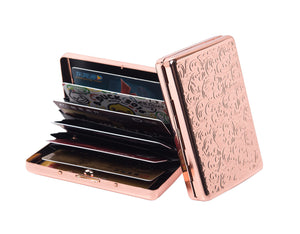 HAPUTDY RFID Metal Blocking Credit Card Holder/Travel Wallet/Protective Case (7 Cards Rose gold)