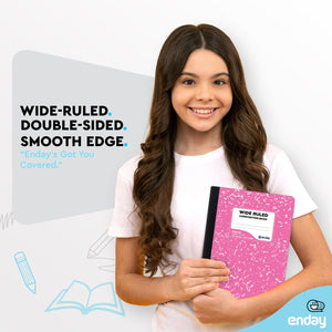 Composition Notebooks Wide Ruled Paper, Colored Marble Composition Notebook Covers, 100 Sheets (200 pages) Composition Books, Wi