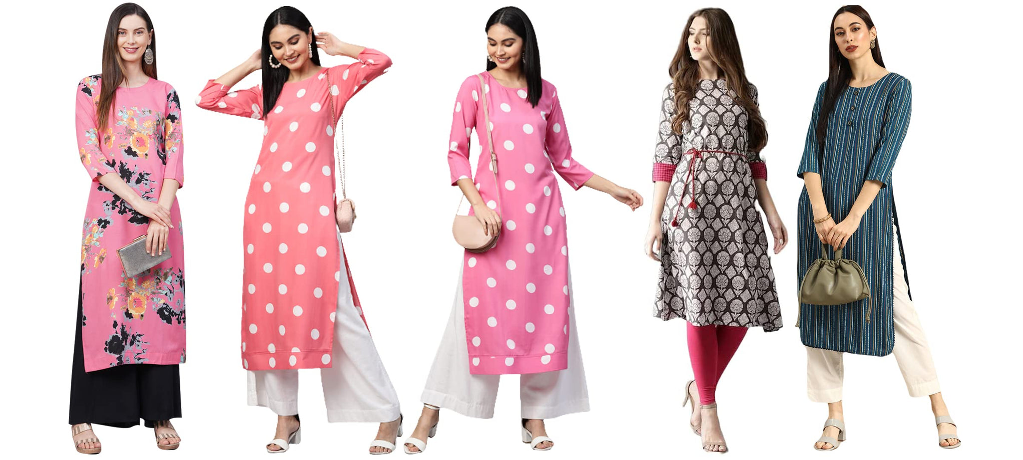 Anni Designer Women'S Crepe Straight Printed Kurta Pack Of 5 (Crepe-Combo-Nw_010_Xl_Multicolor_X-Large),Multicolour,XL