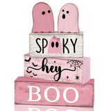 Lineshading 4 Pcs Pink Halloween Decor Ghost Table Decorations Halloween Tiered Tray Decor Farmhouse Ghost Tabletop Centerpiece 