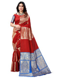 Satrani Womens Banarasi Silk Blend Saree (2536S106N_Red & Golden)