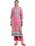 Libas Womens Printed Crepe Straight Kurta With Palazzos