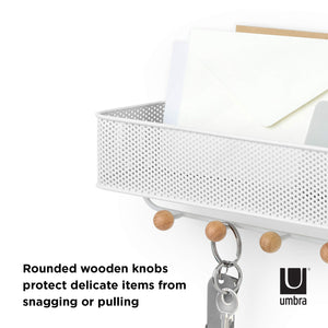 Umbra Estique Entryway Organizer, Great For Storing Keys, Small Accessories, Mail, Wallets And More, White Finish