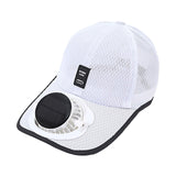 Fabloft Sun Visor Hats With Fan Cooling Fan Hat Solar Or Usb Charging Detachable Fan White