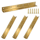 Redunest L Bracket, Heavy Duty Corner Brace, 4 Pack 10.8 Inch Stainless Steel Shelf Bracket Angle Bracket for Shelves, Gold Meta