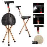 LINGTHIN Cane with Seat for Men 220 lbs Capacity, Height Adjustable Foldable Stick Chair Cane and Stool Dual-use with LED Flashl