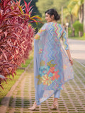 Anni Designer Women'S Rayon Viscose Straight Printed Kurta With Pant & Dupatta (Zaggu Blue-Vks02_Xl_Blue_X-Large),Blue,XL,Rayon,Regular,
