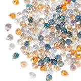 AHANDMAKER 160Pcs Faceted Teardrop Glass Beads, 10 Styles 8x9mm Top Drilled Drop Spacer Beads, Transparent Waterdrop Crystal Gla