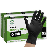 Comfy Package Black Nitrile Gloves [200 Count] 6 Mil, HEAVY DUTY Disposable Gloves for Food Prep, Cooking, Tattoo, Cleaning - La