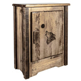Montana Woodworks Homestead Collection Accent Cabinet With Laser Engraved Wolf Design, Right Hinged, Stain & Clear, Stained & Cl