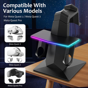 Bioherm Charging Dock Compatible with Meta Quest 2/ Quest 3/Quest 3S/Quest Pro?RGB Charging Vertical Stand?Accessories with Brig