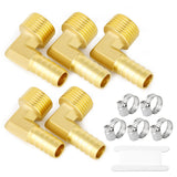 GASER 5-Piece Brass Hose Barb Reducer - 90 Degree Elbow, 3/8 Inch NPT to 3/8 Inch Barb Splicer Fitting for Fuel/AIR/Water/Oil/Ga