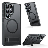 MAKAVO Magnetic for Samsung Galaxy S25 Ultra Case with Stand, Compatible with MagSafe, Slim Translucent Matte Non-Slip Military-