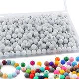 Sunrony 240Pcs 12mm Silicone Beads for Keychain Making, Round Silicone Beads for Pens and Necklace Bracelet Crafts Making(Marble