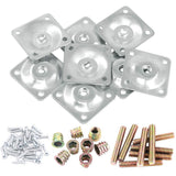 Glarks 8 Sets Sliver Furniture Leg Mounting Plates Set, 8Pcs Leg Attachment Plates with 40pcs 5/16 Hanger Bolts Screws for Furni