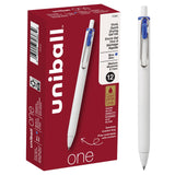 uniball uniONE Gel Pen, Retractable, Medium 0.7 mm, Blue Ink, White Barrel, Dozen