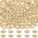 Beebeecraft 80Pcs 3mm Flower Spacer Beads Small 18K Gold Plated Stainless Steel Round Floral Granulated Spacer Beads with Storag