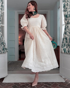 Anni Designer Women'S Cotton Blend Embroidered Anarkali Kurta (Shring Cream_Xl_Cream_X-Large),Cream,XL,Cotton Blend,Anarkali,kurta