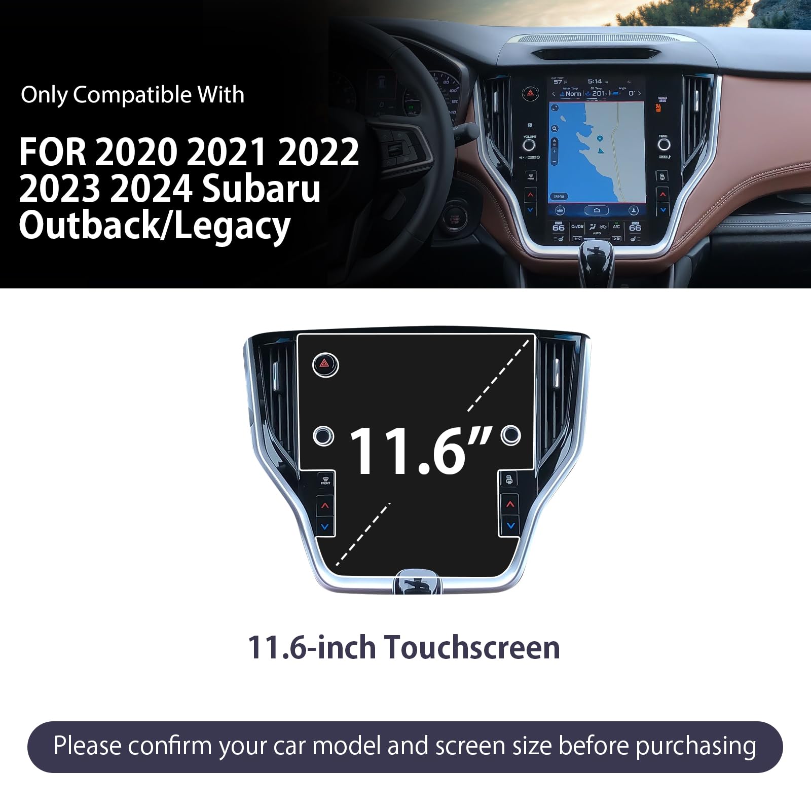 LUWU for 2024 2025 Subaru Outback Screen Protector 11.6Inch,2020-2025 Subaru Outback Accessories Outback Legacy Navigation Prote