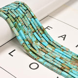 30 Pcs 4x13mm Light Blue Sea Sediment Imperial Jasper Rectangle Tube Beads for Jewelry Making Bracelets DIY Crafts