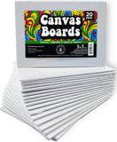 Hippie Crafter 20 Pack Paint Canvases for Painting, 5x7 Blank Art Canvas Panels, Flat Canvas Boards for Acrylic, Oil, and Mixed 